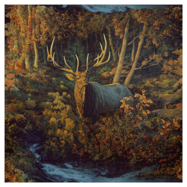 Tecido Touro Elk na Floresta do outono (Modelo)