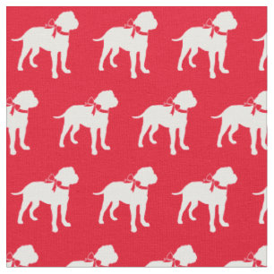 Tecido Touro Mastiff Cão Silhout Pet Bullmastiff Vermelho