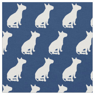 Tecido Touro Terrier Cão Silhueta Marinho de animais de c