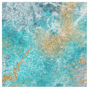 Tecido Trabalho de arte de mármore azul Dourado 