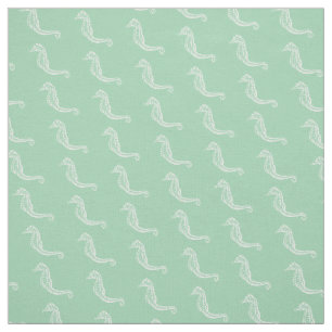 Tecido Traçado de Cavalo Branco Sobre Seafoam Green