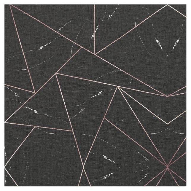 Tecido Traçado Dourado dos triângulos geométricos pretos (Detalhe)