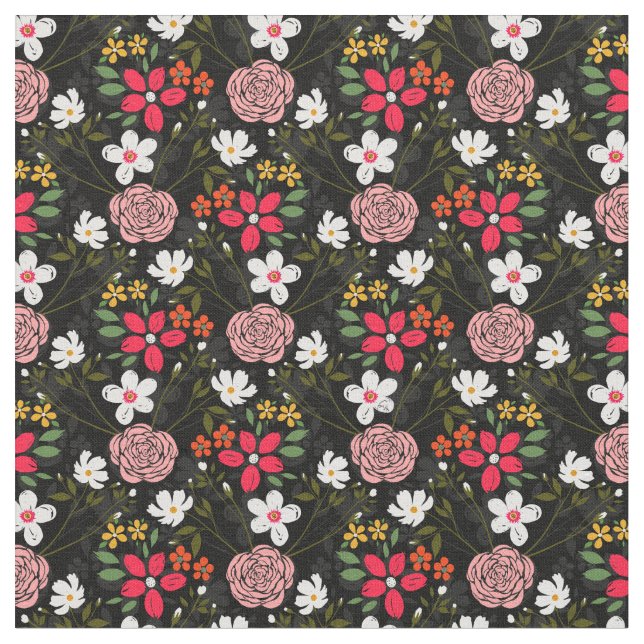 Tecido Traços bonito de Pincel Preto, Cor-de-Rosa, Cor-de (Detalhe)