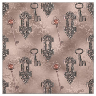 Tecido Trava Steampunk e Rosa de chave Dourado Dissocia