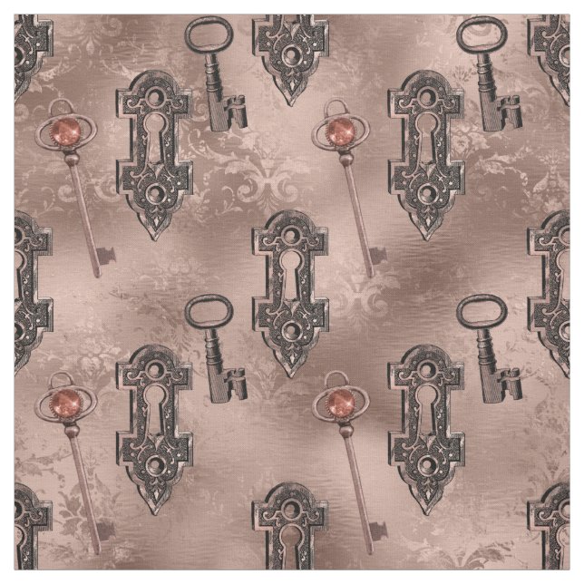 Tecido Trava Steampunk e Rosa de chave Dourado | Dissocia (Modelo)