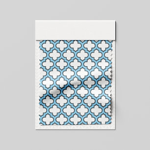 Tecido Trellis branca e azul-bebê, lete, quatrefoil