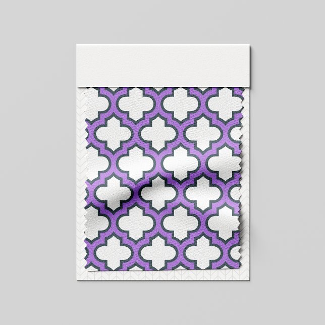 Tecido Trellis branca e roxa, lete, quatrefoil (Criador carregado)