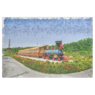 Tecido Trem e torre Eiffel no Jardim do Milagre, Dubai