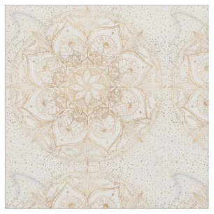 Tecido Trendy Dourada Floral Mandala Marble Design