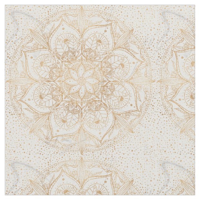 Tecido Trendy Dourada Floral Mandala Marble Design (Detalhe)