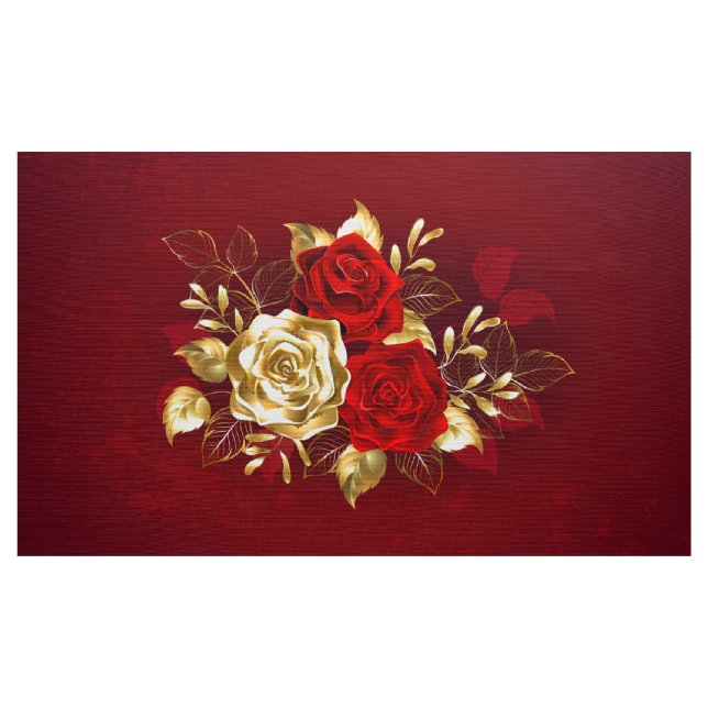 Tecido Três Rosas de joalharia (Jarda)