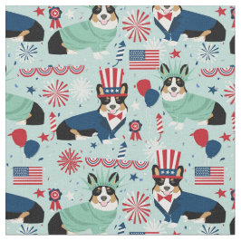 Tecido tri corgi dog usa patriótico