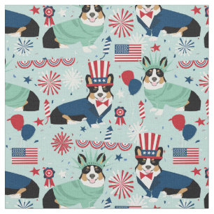 Tecido tri corgi dog usa patriótico