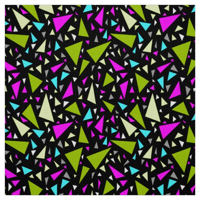 Tecido Triângulo com cores verdes em fundo preto (Modelo)