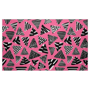 Tecido Triângulos 240121 - Preto e Branco em Rosa Profund