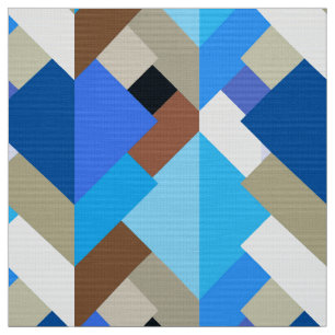 Tecido Triângulos, azuis cobaltos e Brown abstratos