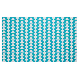 Tecido Triângulos de tinta - Branco no Azul Aqua