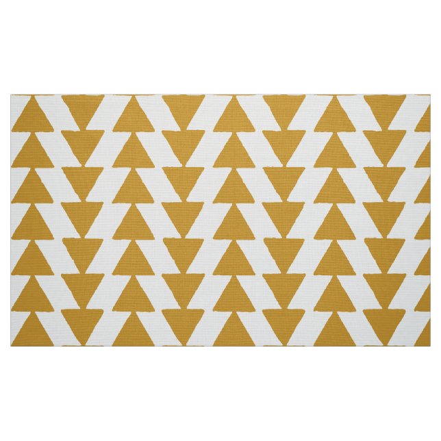 Tecido Triângulos Dourados - Castanho  em Branco (Fat Quarter)