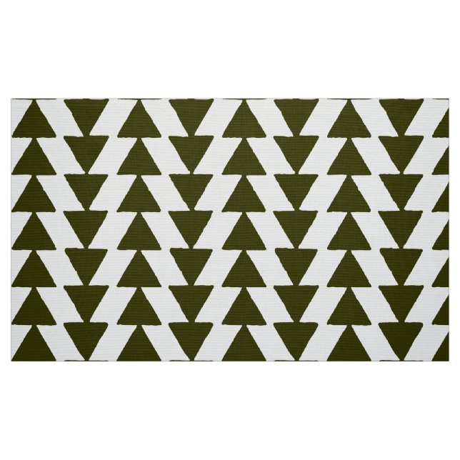 Tecido Triângulos Escuros - Azeite Escuro em Branco (Fat Quarter)