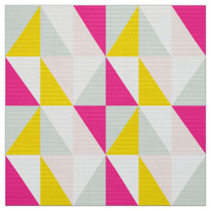 Tecido Triângulos Geométricos Padrão Rosa E Amarelo