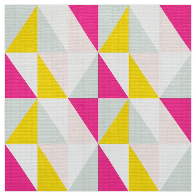 Tecido Triângulos Geométricos Padrão Rosa E Amarelo (Modelo)