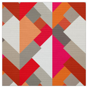 Tecido Triângulos, laranja, fúcsia, e GR abstratos
