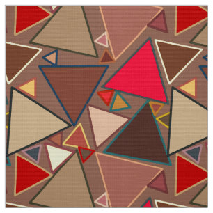 Tecido Triângulos modernos do meio século, Taupe, Brown