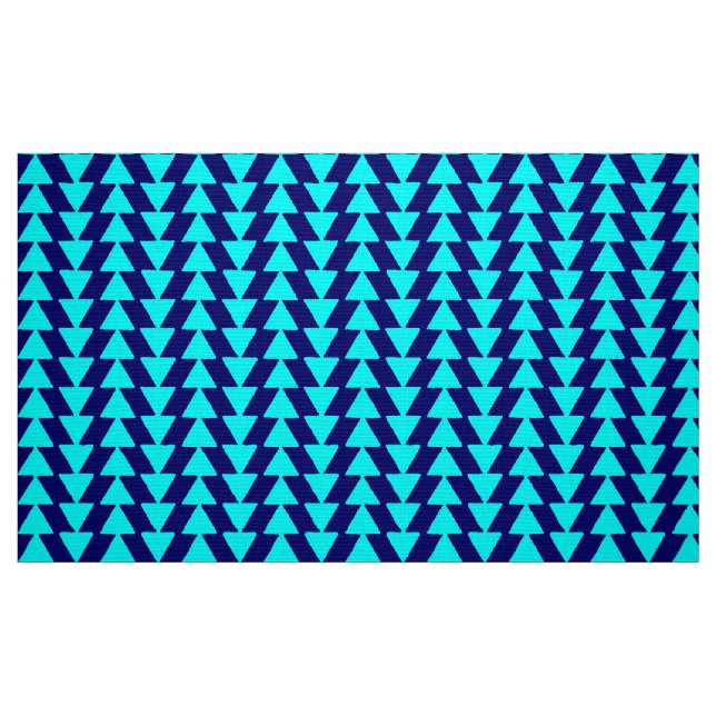 Tecido Triângulos Visuais - Ciano no Azul Escuro (Fat Quarter)