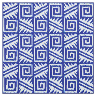 Tecido Tribal asteca de Ikat - azuis cobaltos e branco