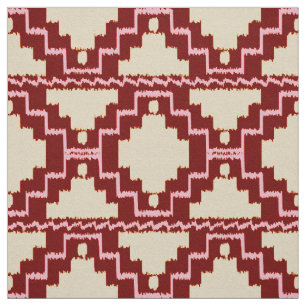 Tecido Tribal asteca de Ikat - bege, Borgonha e rosa