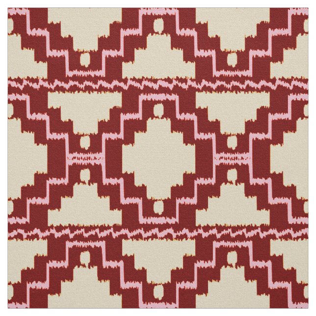 Tecido Tribal asteca de Ikat - bege, Borgonha e rosa (Modelo)
