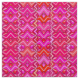 Tecido Tribal Batik Impressão, Fuchsia, Coral Rosa e Verm