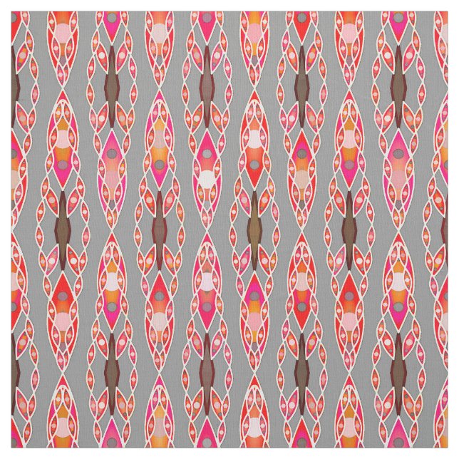 Tecido Tribal Batik - Rosa-Coral e Cinzas de Prata (Modelo)