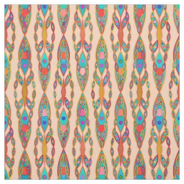 Tecido Tribal Batik - Rosa Pêssego e Turquesa (Modelo)