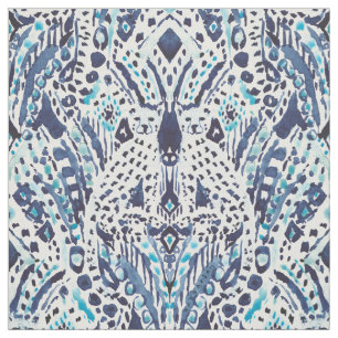Tecido Tribal Ikat, AMIGO CHEETAH, em Indigo