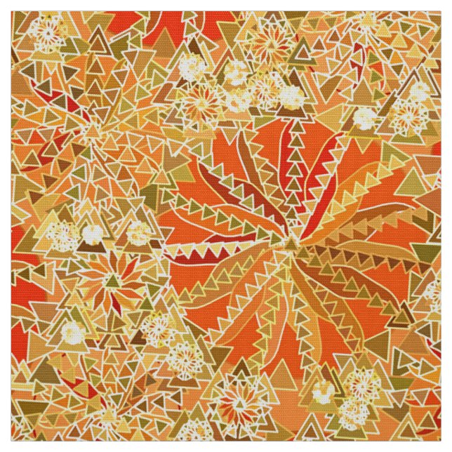 Tecido Tribal Mandala Impressão, Mostarda Dourada e Laran (Modelo)