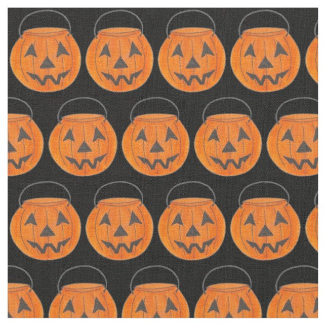 Tecido Trick ou Tratar Baldes de Abóbora de Halloween Lar (Detalhe)