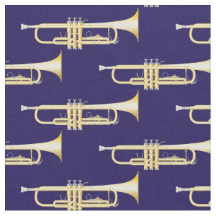 Tecido Trompetes Musical Room Decor Blue