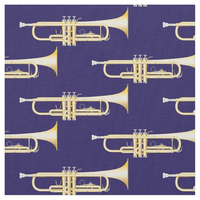 Tecido Trompetes Musical Room Decor Blue (Detalhe)
