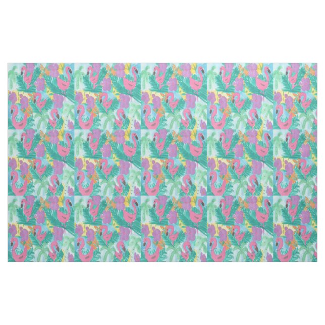 Tecido tropical da selva do flamingo (Fat Quarter)