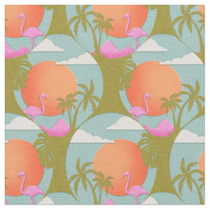 Tecido Tropical Sunset Flamingo