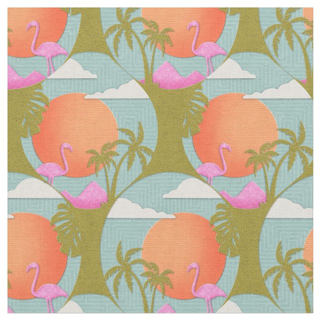Tecido Tropical Sunset Flamingo (Detalhe)