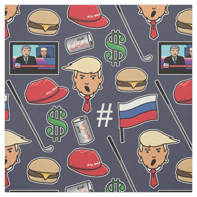 Tecido Trump, Money, Burgers, Golfe, Rússia e notícias fa (Modelo)