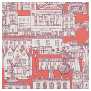 Tecido Truro toile vermelho clarete