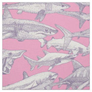 Tecido tubarões violeta pastel magenta