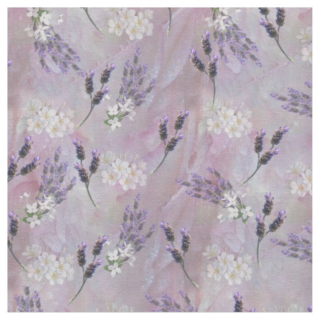 Tecido Tuberose e Blooms de Lavanda nas pétalas de Rosa (Detalhe)