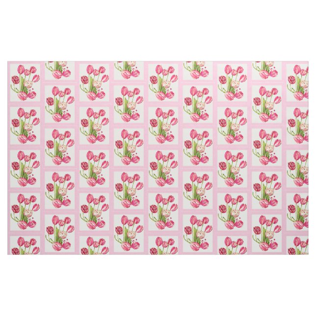 Tecido tulipas cor-de-rosa primavera (Fat Quarter)