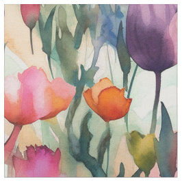 Tecido Tulipas De Aquarela (Leve)