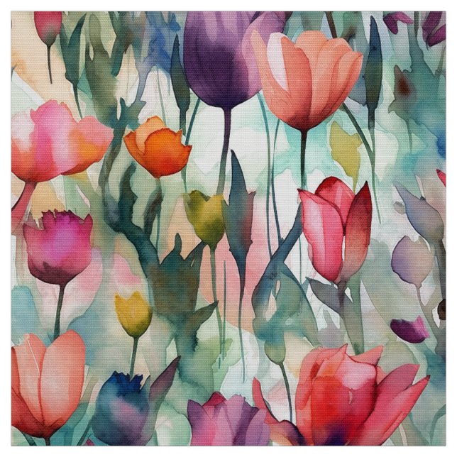 Tecido Tulipas De Aquarela (Leve) (Modelo)
