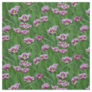 Tecido Tulipas roxas e brancas
